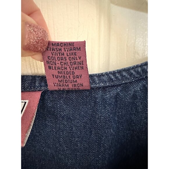 Y2K Ladies Large Denim Button-Up Sleeveless Romper Dress WPockets Vintage - Picture 5 of 7